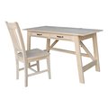 International Concepts Serendipity Desk with 2 Drawers and Chair, Unfinished K-OF-69-C10